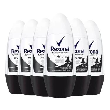 Imagem de Kit Desodorante Roll On Rexona Invisible Feminino 50ml - 6 Unidades