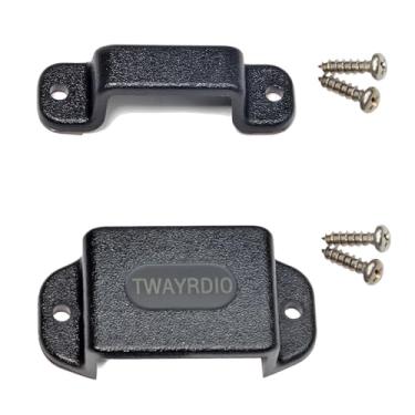 Imagem de TWAYRDIO Suporte de painel para rádio portátil e microfone de alto-falante, gancho de clipe com parafusos para BaoFeng Motorola Talkabout Midland Retevis Yaesu Handhelds Walkie Talkie Rádio