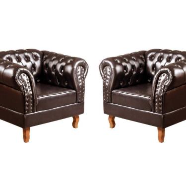 Imagem de Conjunto 2 Poltronas Chesterfield Dom Pedro Decoração Sala Recepção Retrô Café