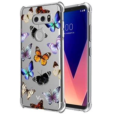 Imagem de Yerebel Capa para LG V30/V30S ThinQ/V35 ThinQ/V30+/V30 Plus, capa fofa US998, capa de telefone de borracha macia TPU transparente flexível para LG V30 (borboleta)