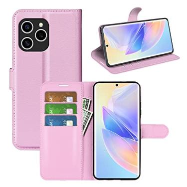 Imagem de Capa para Huawei Honor 60 SE 5G, couro PU com suporte para cartão de crédito, carteira fina com suporte, capa protetora para Huawei Honor 60 SE 5G (roxa)