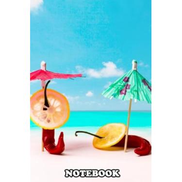 Imagem de Notebook: Red Chili Peppers On The Beach Hot Summer Day White S , Journal for Writing, College Ruled Size 6" x 9", 110 Pages