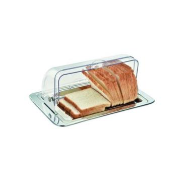 Imagem de Porta Pão em Inox com Tampa Basculante de Acrílico 32cm - Clink