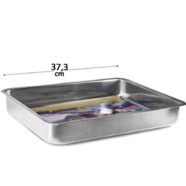 Imagem de Assadeira Bolo Forma Retangular Borda Alta Alumínio 37x26cm - NOBRE