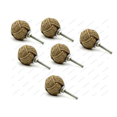 Imagem de Puxadores e puxadores de porta de corda 5MoonSun5's de juta e corda/puxadores e puxadores de alça para armários, armários e armários/decoração de hardware náutico, 35 mm, Pack of 6