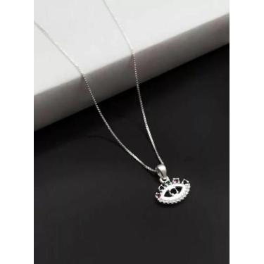 Imagem de Cordão Prata 950 Feminino Olho Pedras Coloridas 50cm - Tojoia18K