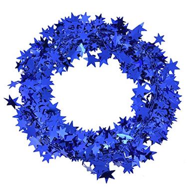Imagem de Ouro, Prata, Guirlanda de Estrela Verde, Fio de Ferro Espelhado de 7,5 M, Decoração Artesanal Faça você Mesmo Com 6 Opções de Cores para Natal, Casamentos e Festas (Azul)