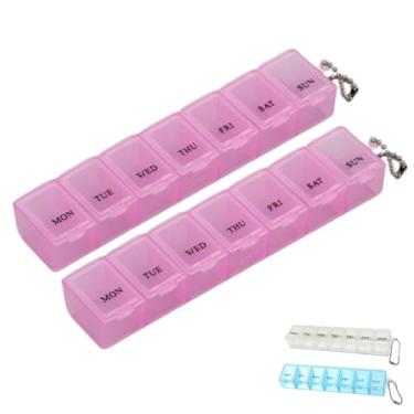 Imagem de Kit 2 Porta Medicamento Remédio Diário Portátil Semanal (Rosa)