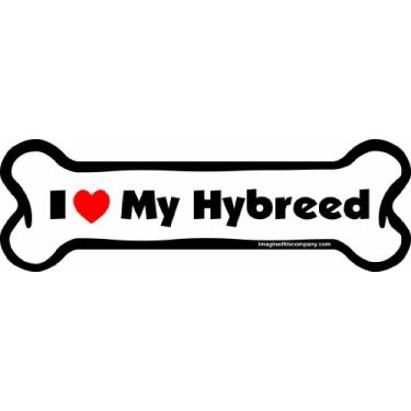 Imagem de Imagine This Ímã de carro I Love My Hybreed Bone, 5 cm x 18 cm