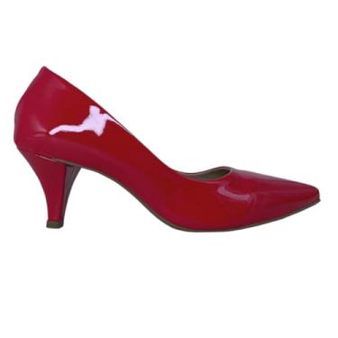 Imagem de Scarpin Sapatos Salto Baixo 5cm Fino Mozione Conforto Macio (Vermelho, BR, Adulto, Numérico, 38)