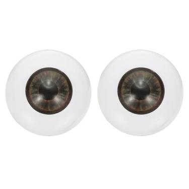 Imagem de PATIKIL Olhos de boneca de 24 mm, 2 peças de olhos acrílicos realistas de plástico para bonecas, máscaras, adereços de Halloween, artesanato, amarelo, marrom
