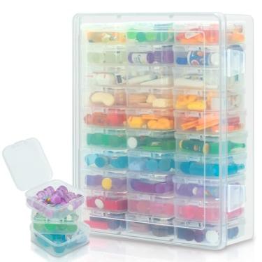 Imagem de JOYMOMO Organizador de minimarca transparente de 30 peças com tampa articulada, mini colecionador de marca para brinquedos, Shopkins, Real Little (as mini marcas não estão incluídas)