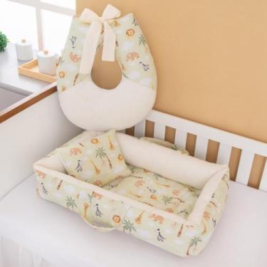 Imagem de Kit Ninho Redutor de Berço mais Almofada de Amamentação Safari - Pando