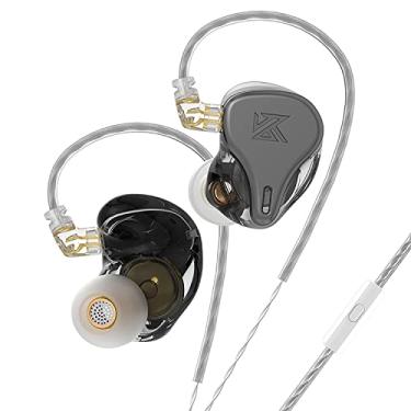 Imagem de Monitores intra-auriculares KZ x HBB DQ6S feitos para amantes de música Fone de ouvido com fio/fones de ouvido destacáveis, fones de ouvido HiFi com cancelamento de ruído (cinza (com microfone))