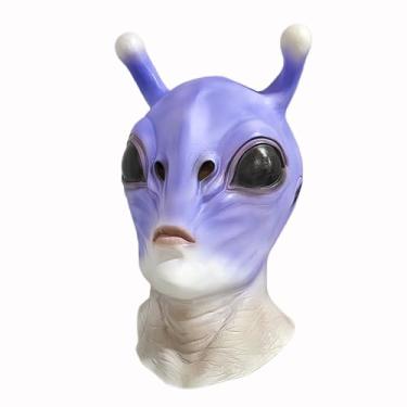 Imagem de x-merry toy Realistic Purple Alien Mask Halloween Cosplay Alien Head Prank Latex Extraterrestrial Costume Mask for Party Dress Up Props