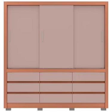 Imagem de Guarda Roupa Casal Bartira Arezzo Com 3 Portas E 9 Gavetas Avelã-cappuccino