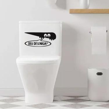 Imagem de Adesivo Vinil Deativo Tampa De Vaso Sanitário Deu Descarga? Preto