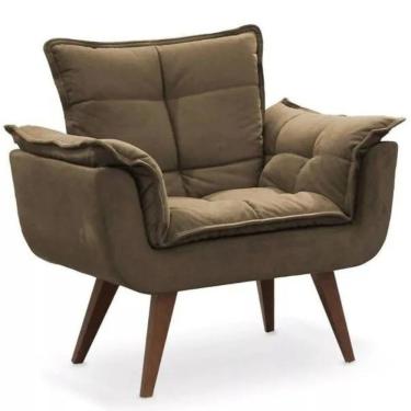 Imagem de Poltrona Decorativa Opala Sala Pé Palito Suede Veludo Marrom - Fábrica 1 Móveis