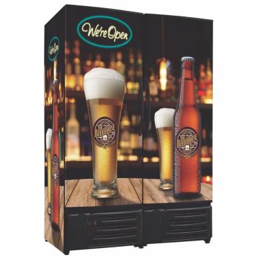 Imagem de Cervejeira Vertical Frilux 1200 Litros Preto 2 Portas Cegas Adesivo Pub 220v Rf-019