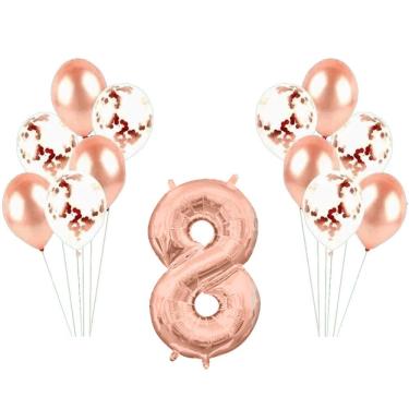 Imagem de Kit Arranjo De Balões Número 8 Rose Gold - 13 Itens