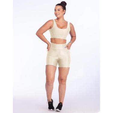 Imagem de Conjunto Short e Top Com Leve Canelado Tecido Grosso Modela Bumbum Top