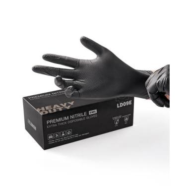 Imagem de Luvas descartáveis LANON 8mil Heavy Duty Black Nitrile X-Large - LANON