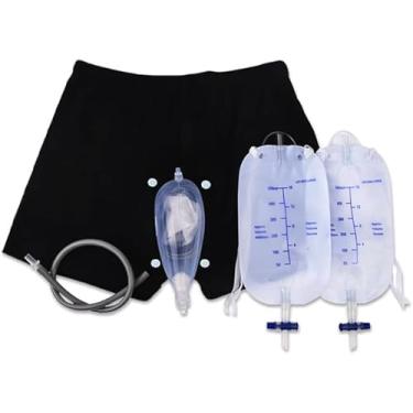 Imagem de Mictório Vestível Portátil Reutilizável Masculino Coleta De Urina Bolsa Cateter Externo Com 2 Bolsos De Cateter De Urina, L