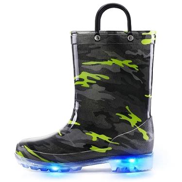 Imagem de Botas de Chuva Infantis K KomForme, Botas de Iluminação Impermeáveis com Alças Fácil de Calçar, D-camouflage, 3 Little Kid