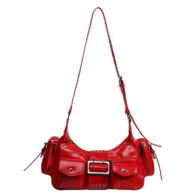 Imagem de GJHFCXSO Saco de ombro para mulheres bonito Hobo Y2K Underarm Tote Bolsa Moda Crossbody Bag com correia ajustável,Red