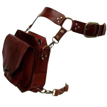 Imagem de ZHOUSUFEN Bolsa de cintura medieval, bolsa de perna estilo steampunk, bolsa para coxa, pochete de couro, cinto de motocicleta, bolsa de perna caída