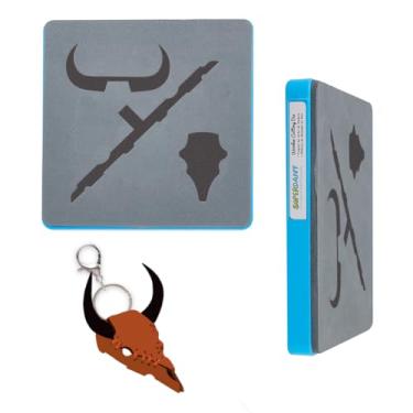 Imagem de SUPERDANT Pingente de caveira de vaca, couro, animal, chaveiro, decoração, cortador de madeira, matrizes de corte de couro, artesanato, couro, para homens e mulheres, fabricação de couro para