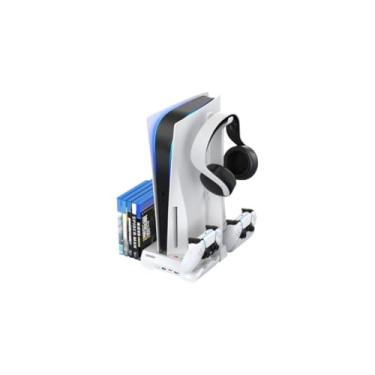 Imagem de Suporte PS.5 com Ventoinhas de Resfriamento, Estação de Carregamento para 2 Controles, Organizador para 12 Jogos, Hub USB