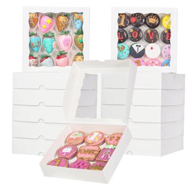 Imagem de Caixas de padaria TEMLQPACK 50 unidades brancas com janela 20,3 x 20,3