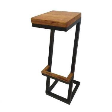 Imagem de Banqueta Mark Z De Metalon Com Detalhes De Madeira Preto - Nossa Kasa