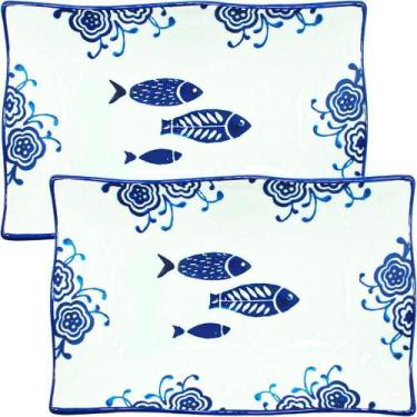 Imagem de Kit 4 Petisqueiras Bowl Pequena Travessa Peixe Oceano 200ml - OUTRAS M