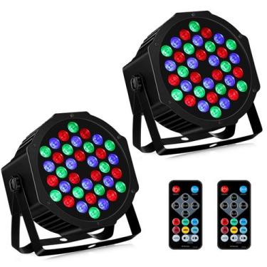 Imagem de 36 luzes de palco LED, RGB, DJ, LED Par Light, controle remoto e som c