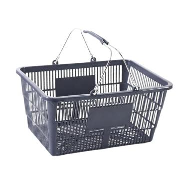 Imagem de WeiLaiKeQi Cesta de compras, suporte de armazenamento com alça, organizador de supermercado para frutas, brinquedos, despensa, porão, sala de artesanato, Cinza