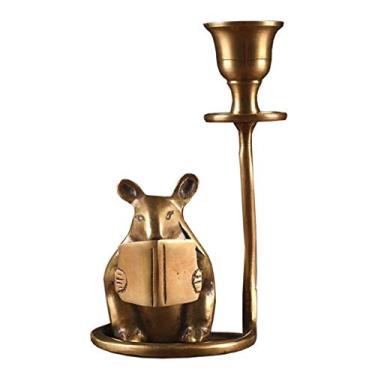 Imagem de Castiçal de latão castiçais de mesa ornamentos para presente castiçal hamster castiçal castiçal