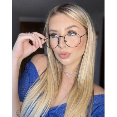 Imagem de Armação Óculos Grau Feminino Hexagonal Preta - Palas Eyewear