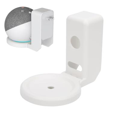 Imagem de Sanpyl Suporte de Parede para Echo Dot 4 5, Acessórios para Economia de Espaço, Suporte de Parede para Alto-falante ABS Com Remendo Adesivo para Casa (Branco)