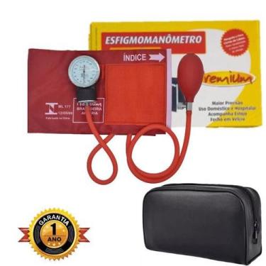 Imagem de Aparelho De Pressão Esfigmomanômetro Aneroide Premium, VERMELHO