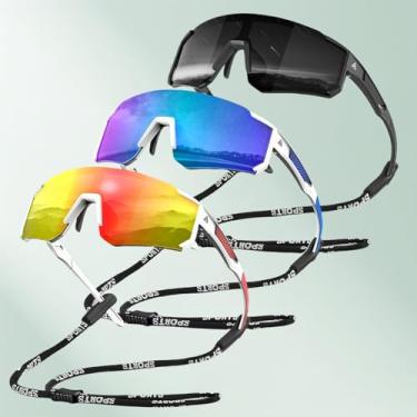 Imagem de Óculos de sol esportivos para homens, leves, para pesca, condução, ciclismo, design esportivo para estilos de vida ativos, pacote com 3