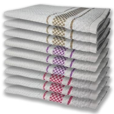 Imagem de 9 Panos De Prato Atoalhado Felpudo Vermelho Roxo e Marrom