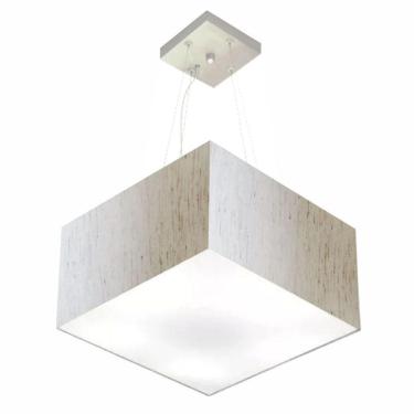Imagem de Lustre Pendente Quadrado Md-4197 Cúpula Em Tecido 25/45x45cm Linho Bege - Bivolt
