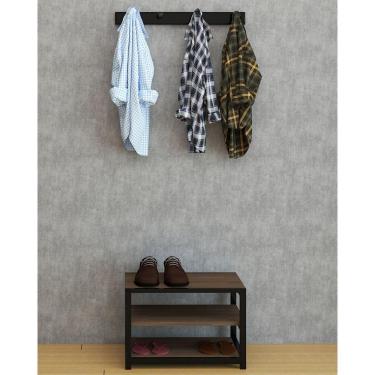 Imagem de Sapateira Para Entrada Em Aço E Madeira Imbúia Ibirá - Cor: Marrom