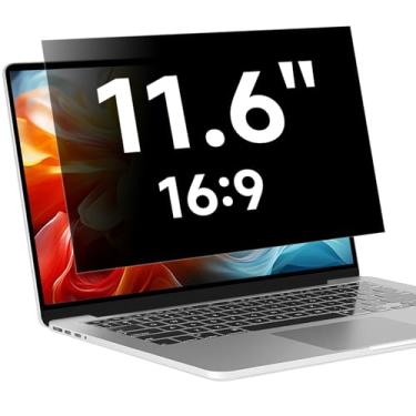 Imagem de 11,6 polegadas 1920 x 1080 filtro de tela de privacidade para laptop, antirreflexo de luz azul e antiarranhões, proteção de privacidade para computador de 11,6 polegadas com proporção de 16:9