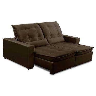 Imagem de Sofa Retratil Reclinavel 2 Lugares 2,30m Atlantis Veludo Marrom Lansofbr