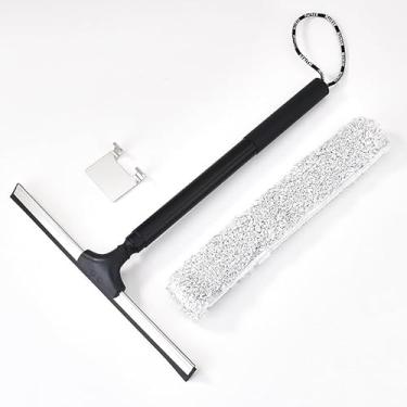 Imagem de Tiiyee Rodo de janela para casa, kit de lavagem de janela 2 em 1 com haste de extensão de 144,8 cm, ferramenta de limpeza de porta de chuveiro, cabo longo para limpeza de para-brisas de carro, cabo