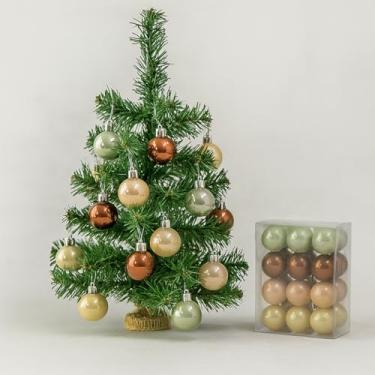 Imagem de Kit Enfeites Natalinos Peças para Árvore e Guirlanda Bolas Estrela Ponteira Sinos Presentes Tambores Cores Vermelho Dourado Prata (24, Bolas 3cm Pérola)