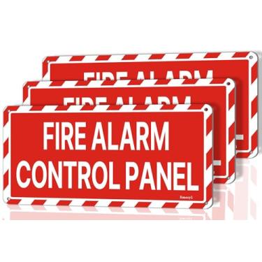 Imagem de Smeryl Placas de painel de controle de alarme de incêndio, placas de painel de alarme de incêndio de 25,4 cm x 12,7 cm, suporte autoadesivo, acrílico espesso, fácil de instalar, pacote com 3